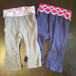Set of Two Baby Yoga Leggings with Patterned Waistbands